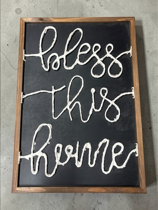 Handcrafted 'Bless This Home' Rope Word Wall Art - Black & White - Picture 12 of 12